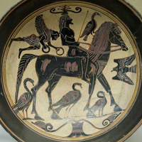 Изображение всадника. Чаша чернофигурного стиля из Лаконии. 550-530 г. до н.э.