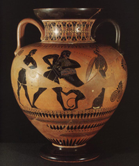 Эксекий. Борьба Геракла с немейским львом. Около 550 г. до н.э. Берлин, Государственные музеи