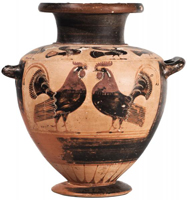 Гидрия чернофигурная с изображением петухов. Клазомены. VI в. до н.э.