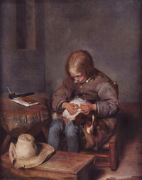 Мальчик с собакой (Г. Терборх, 17 в.)