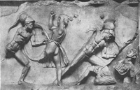 Скопас. Битва с амазонками (Мрамор. Рельефный фриз Галикарнасского Мавзолея. IV в. до н.э.)
