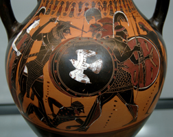 Геракл и Герион. Аттическая чернофигурная амфора. Около 540 г. до н.э. Государственное античное собрание. Мюнхен