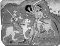 Дурга и демон Махиша (миниатюра раджпутской школы, 1750 г.)