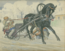 Конь запряжённый в санки (М.И. Авилов)