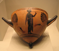 Флейтистка. Аттический чернофигурный сосуд. VI в. до н.э.