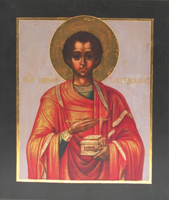Икона Святой Пантелеймон (дерево, левкас, сусаальное золото, темпера)