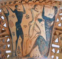 Одиссей, ослепляющий циклопа Полифема (Фрагмент проаттической амфоры. 670-660 гг. до н.э.)