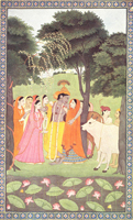 Кришна и молочницы (Школа Кангры, около 1800 г.)