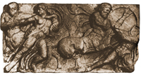 Битва лапифов с кентаврами (Фрагмент фриза храма Аполлона в Бассах. V в. до н.э. Лондон. Британский музей)
